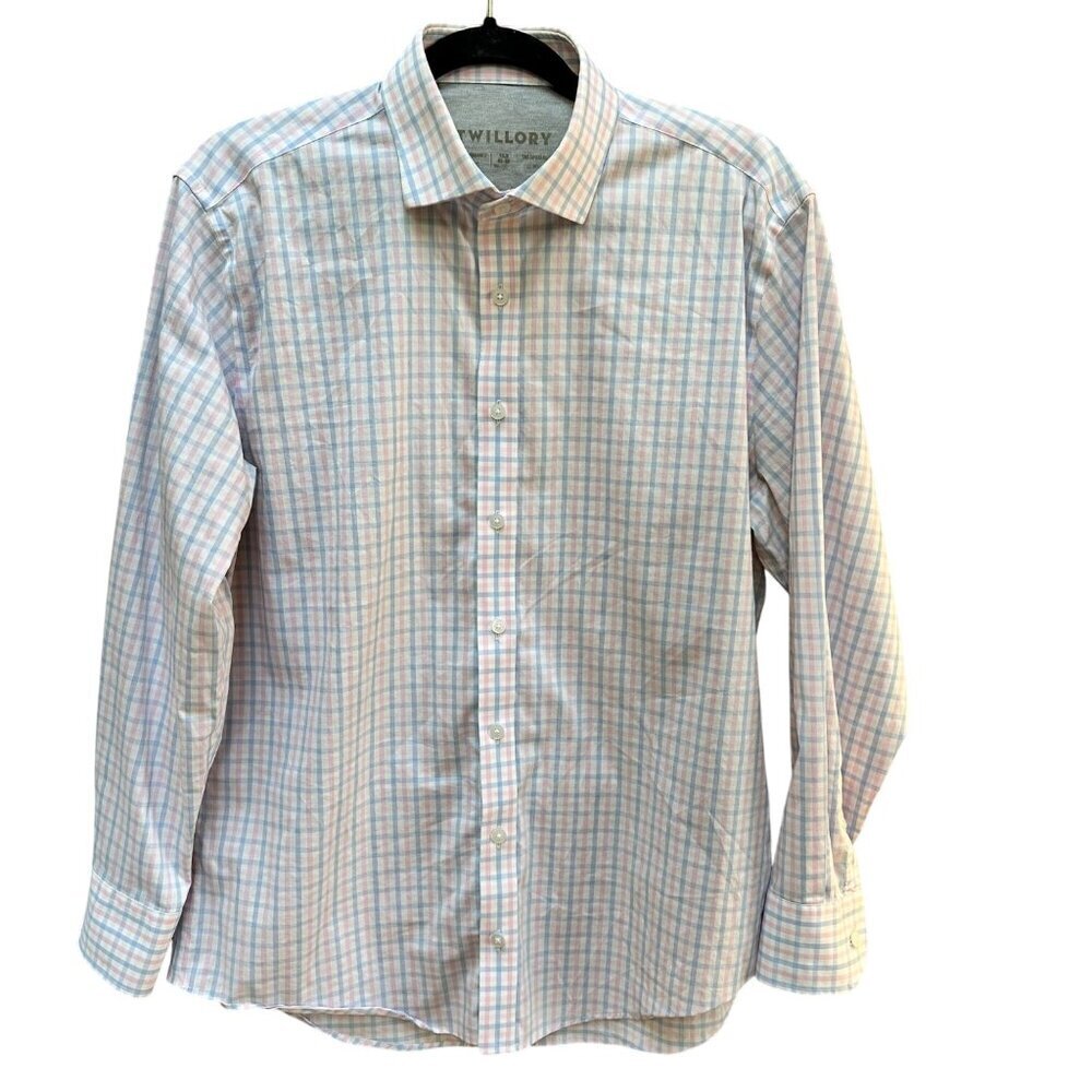 Twillory Mens Performance Fabric Plaid Button-Down Shirt‎ Career Size 15.5/34-35